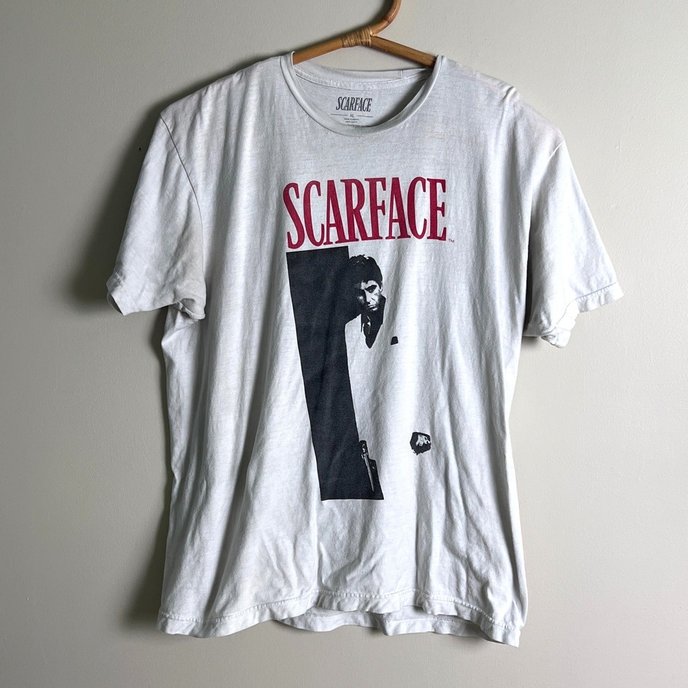 Scarface T-Shirt Mens XL Tony Montana Graphic Movie Tee White 80s Crime Drama